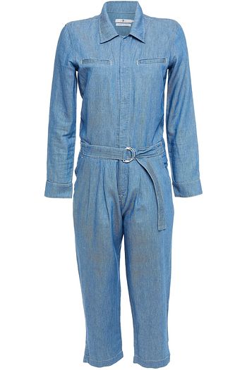 7 FOR ALL MANKIND Cropped belted denim jumpsuit