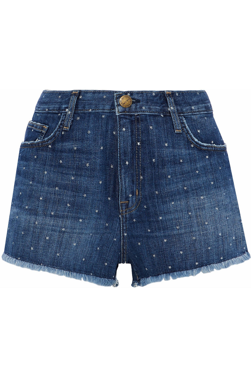Woman Distressed Printed Denim Shorts Mid Denim