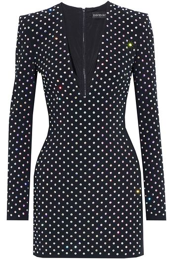 DAVID KOMA Crystal-embellished cady mini dress