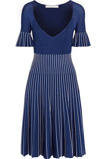 JONATHAN SIMKHAI Pleated metallic stretch-knit dress