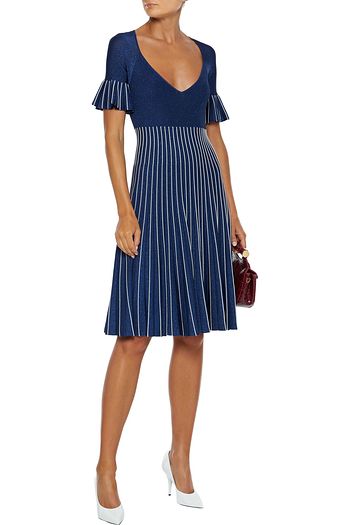 JONATHAN SIMKHAI Pleated metallic stretch-knit dress