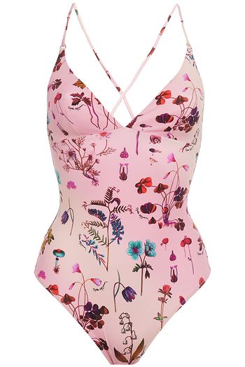STELLA MCCARTNEY Lace-up floral-print swimsuit