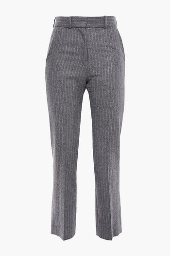 SANDRO Jena cropped pinstriped wool-blend felt straight-leg pants