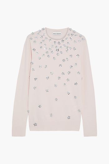 PACO RABANNE Floral-appliquéd stretch-knit sweater