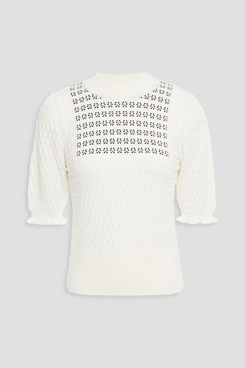 SEE BY CHLOÉ Intarsia-trimmed pointelle-knit cotton and alpaca-blend sweater