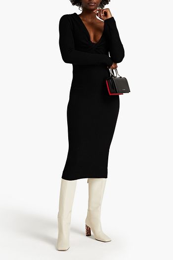 ALEXANDER MCQUEEN Twist-front ribbed wool midi dress