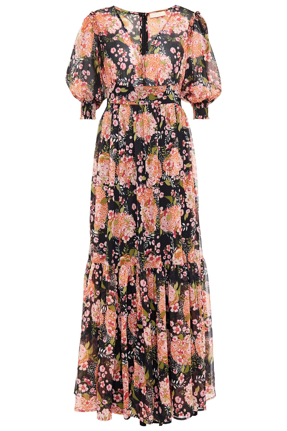 Bytimo Woman Gathered Floral-print Crepon Maxi Dress Black Size S