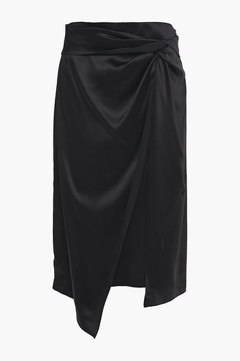 BRUNELLO CUCINELLI Layered twisted satin-crepe midi skirt