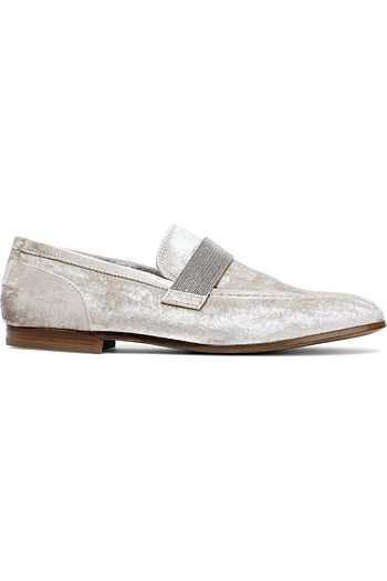 BRUNELLO CUCINELLI Bead-embellished velvet loafers