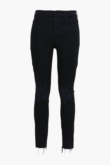 MOTHER Distressed high-rise skinny jeans