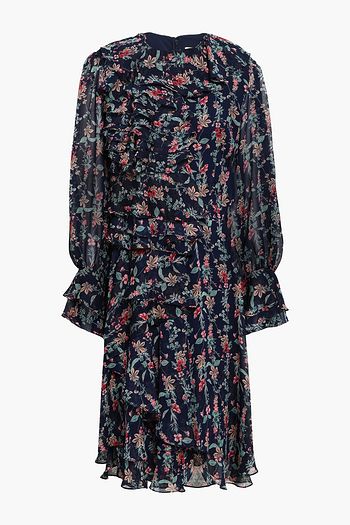MIKAEL AGHAL Ruffled floral-print georgette dress