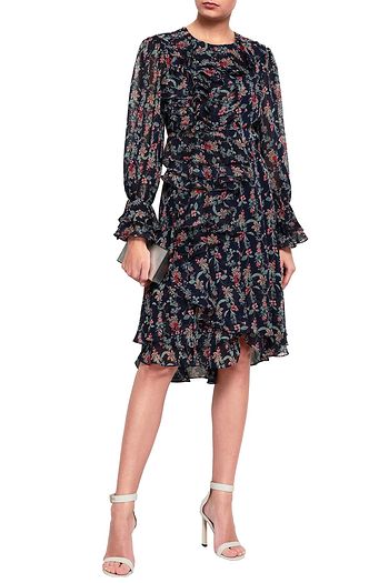 MIKAEL AGHAL Ruffled floral-print georgette dress