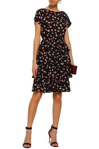MIKAEL AGHAL Tiered floral-print crepe dress