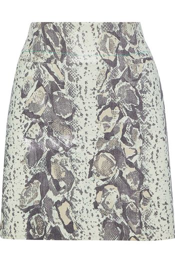 ACNE STUDIOS Stellah Minirock aus beschichtetem Crêpe mit Schlangenprint