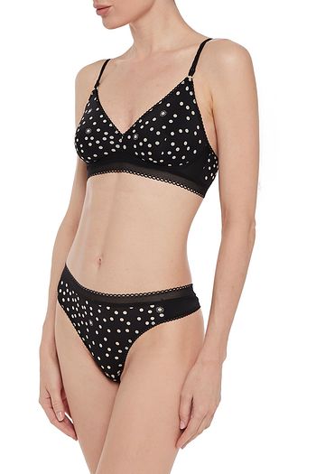 STELLA MCCARTNEY Melanie Winking halbhoher String aus Stretch-Jersey mit Polka-Dots