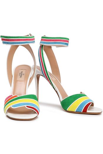 VALENTINO GARAVANI Sandalen aus Veloursleder mit Lederbesatz