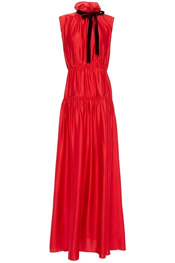 ROKSANDA Pussy-bow tiered satin-crepe gown
