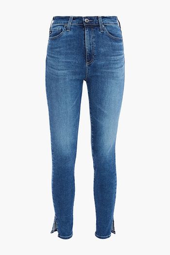 AG JEANS Cropped faded high-rise skinny jeans