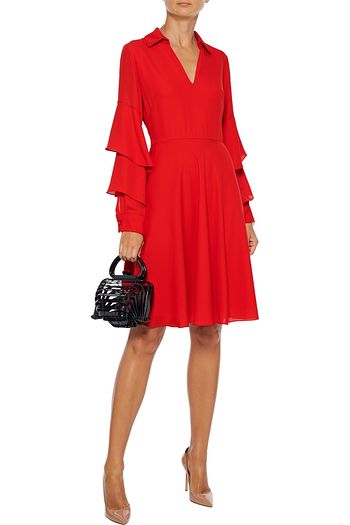 MIKAEL AGHAL Flared tiered crepe de chine dress