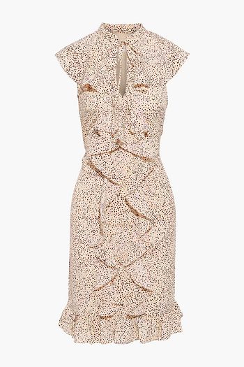 MIKAEL AGHAL Ruffled printed crepe de chine dress