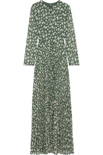 MIKAEL AGHAL Pleated floral-print crepe de chine maxi dress