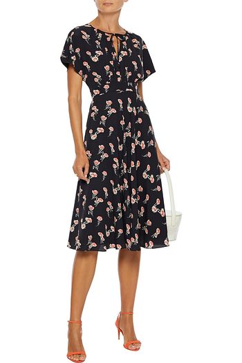 MIKAEL AGHAL Floral-print crepe de chine dress