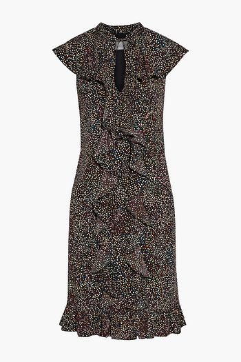 MIKAEL AGHAL Ruffled printed crepe de chine dress