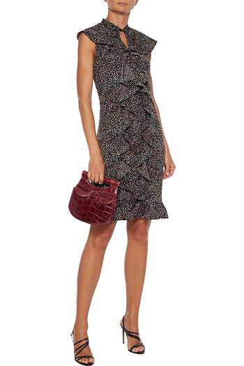 MIKAEL AGHAL Ruffled printed crepe de chine dress