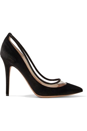 VALENTINO GARAVANI Bow-embellished velvet and PVC pumps