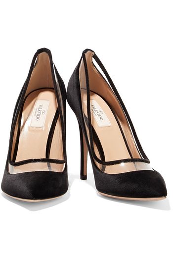 VALENTINO GARAVANI Bow-embellished velvet and PVC pumps