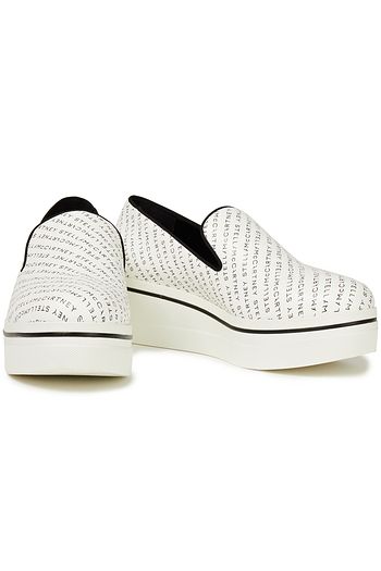 STELLA MCCARTNEY Binx Plateau-Slip-ons aus Kunstleder mit Logoprint