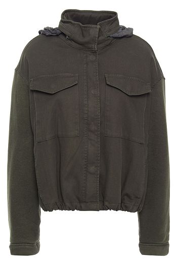 JAMES PERSE Paneled French cotton-blend terry hooded jacket
