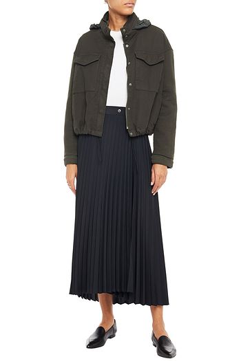JAMES PERSE Paneled French cotton-blend terry hooded jacket