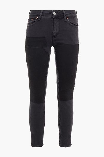 ACNE STUDIOS Halbhohe Skinny Jeans in Patchwork-Optik