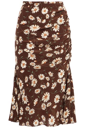 MICHAEL KORS COLLECTION ルーシュ入り フローラルプリントシルククレープデシン スカート