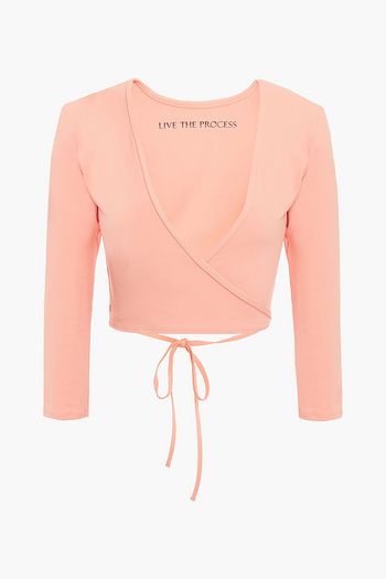 LIVE THE PROCESS Zen cropped stretch-Supplex wrap top