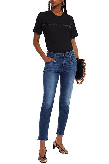 7 FOR ALL MANKIND Embellished cotton and modal-blend jersey T-shirt