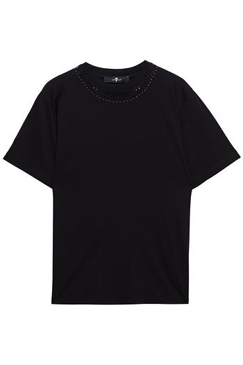 7 FOR ALL MANKIND Embellished cotton and modal-blend jersey T-shirt