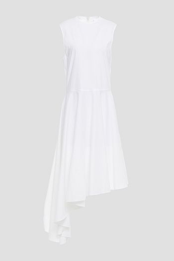 LEO LIN Hermia asymmetric cotton-blend poplin dress