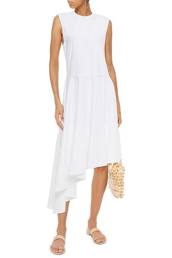 LEO LIN Hermia asymmetric cotton-blend poplin dress