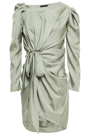 LEO LIN Ruched satin-twill mini dress