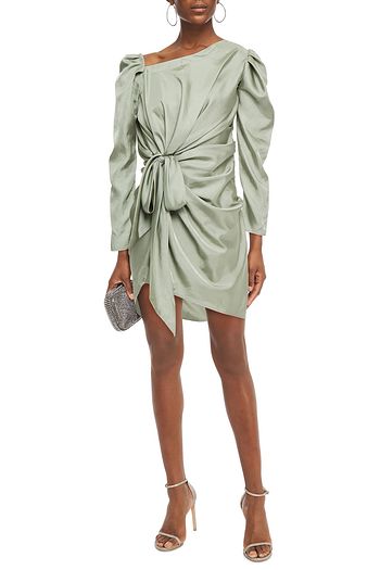 LEO LIN Ruched satin-twill mini dress