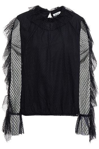 DAY BIRGER ET MIKKELSEN Velvet-trimmed ruffled point d'esprit blouse