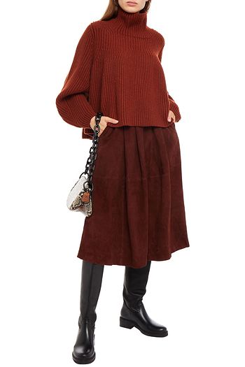 DAY BIRGER ET MIKKELSEN Pleated suede midi skirt