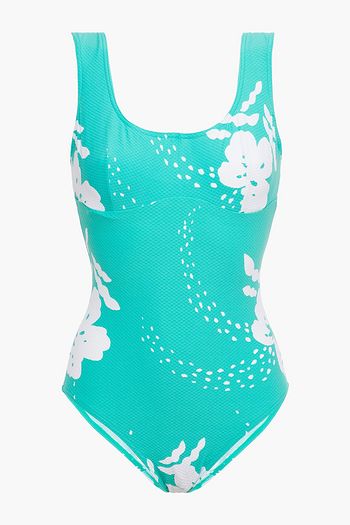 MAISON LEJABY Tropical printed stretch-piqué swimsuit