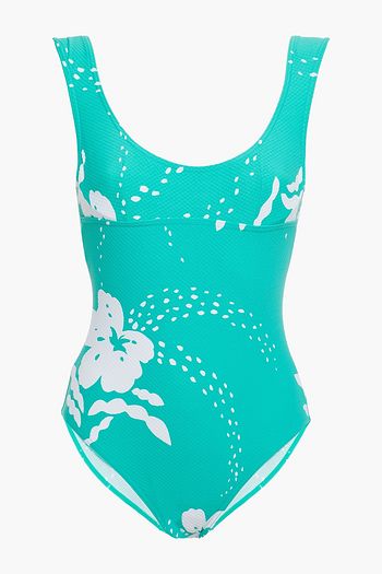 MAISON LEJABY Tropical printed stretch-piqué swimsuit