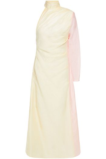 LEO LIN Midsummer Contrast one-shoulder two-tone organza midi dress