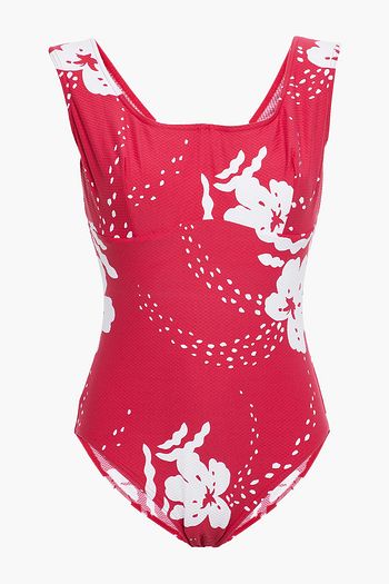 MAISON LEJABY Tropical printed stretch-piqué swimsuit