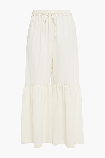 SEE BY CHLOÉ Cropped gathered crepe wide-leg pants