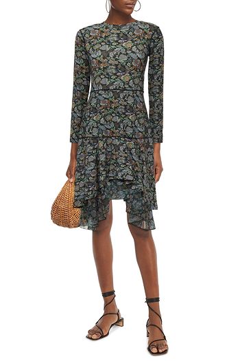 SEE BY CHLOÉ Asymmetric printed stretch-jersey and crepon dress